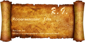 Rosenwasser Ida névjegykártya